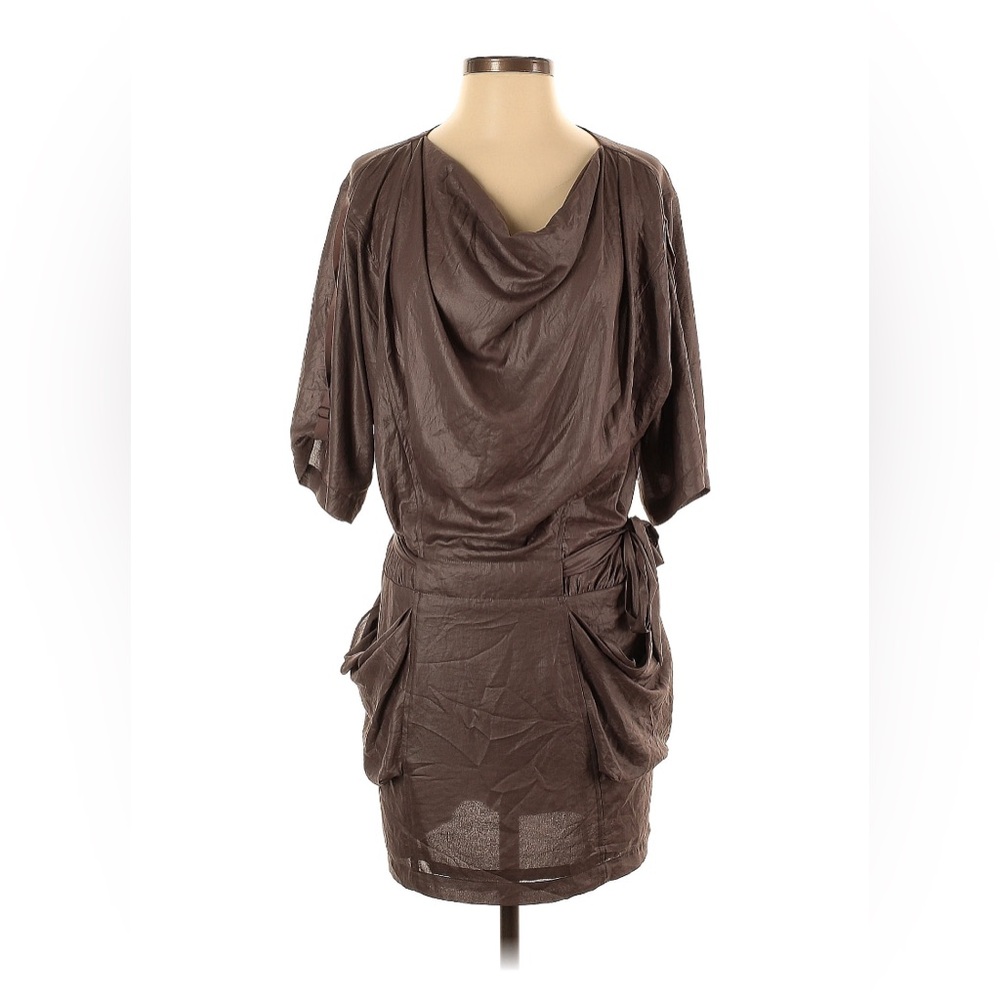 BCBGMaxAzria Brown Draped Mini Dress xxs
